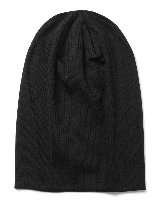 Revony Thin Slouchy Beanie - Soft Breathable Summer Hat for Men & Women Black - Image 1